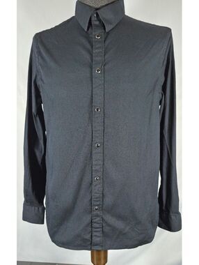 Karl Lagerfeld Paris Black Textured Snap Shirt Large